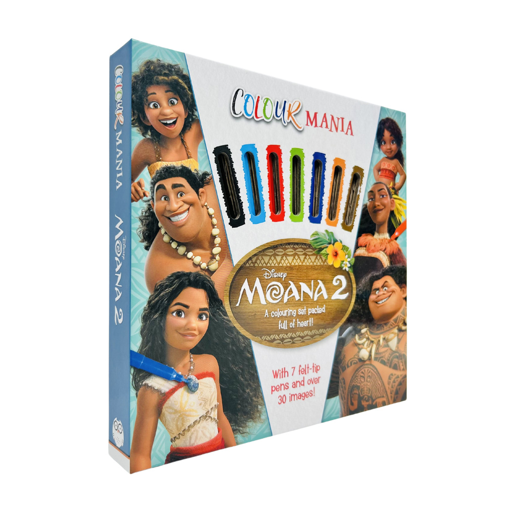Disney Moana 2 Colouring Book Colourmania Set with 7 Colour Pens ...