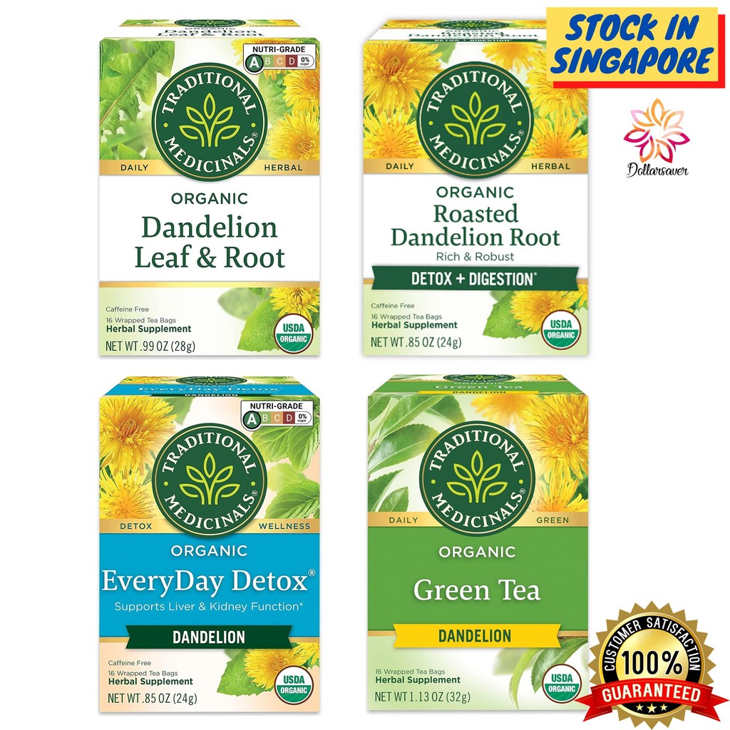 Traditional Medicinals Organic Dandelion Leaf & Root Tea Box of 16 Tea ...