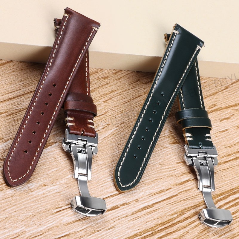 Vintage Genuine Leather Watch Band for Seiko 22mm Watch Strap Quick