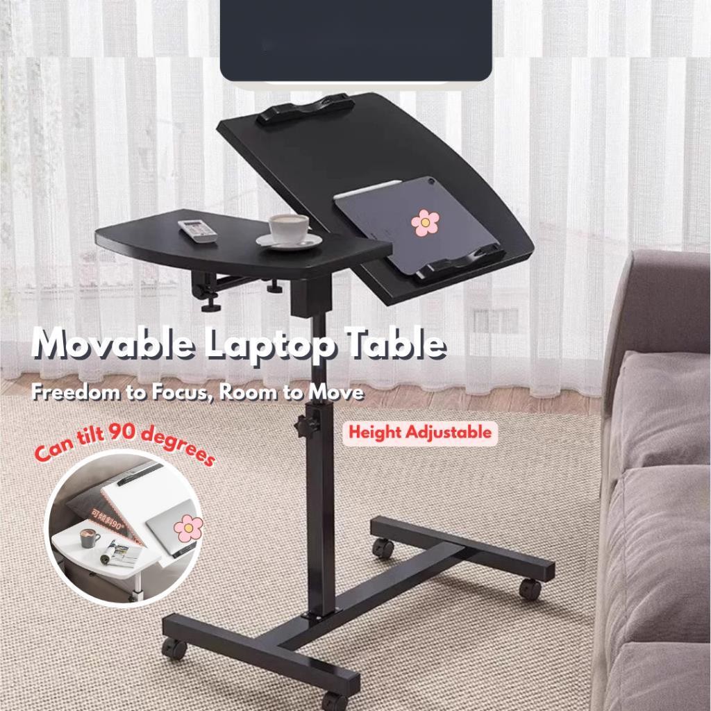 Laptop Table/ Movable Wheels Adjustable Height / Computer table/ Beside ...