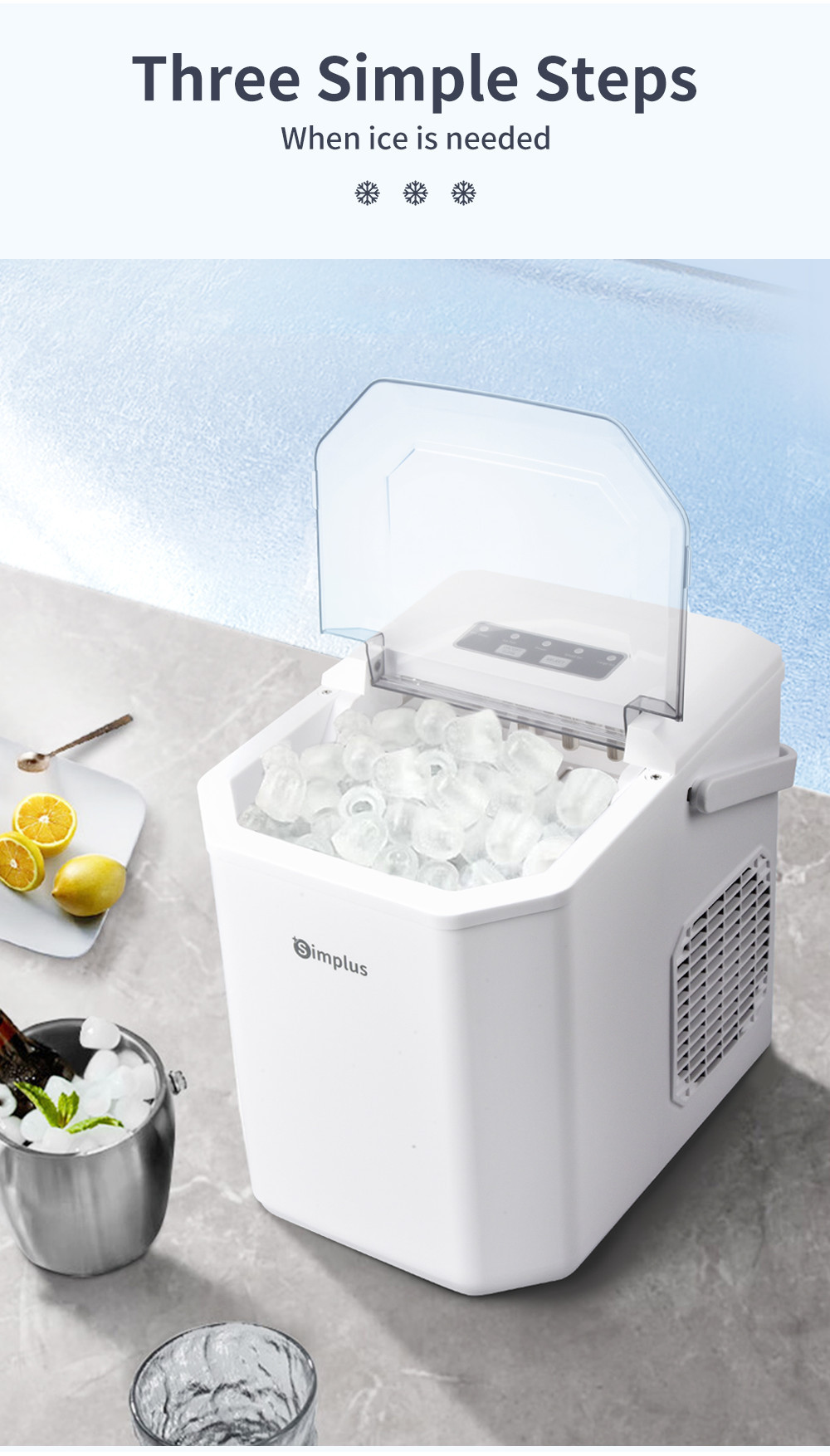 Simplus Ice Maker | 12kg Homemade Ice Cubes | 24h Reservation | Auto ...