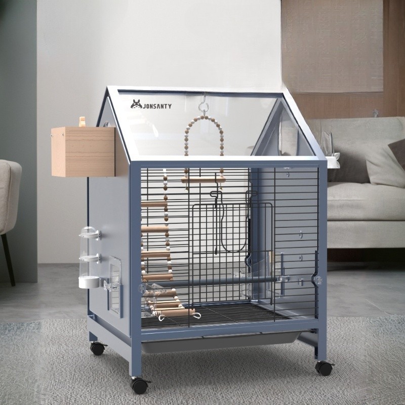 Image showcasing Bird Cage Parrot Cage Parrot Pet Shangtian Cage Large Household Black ...