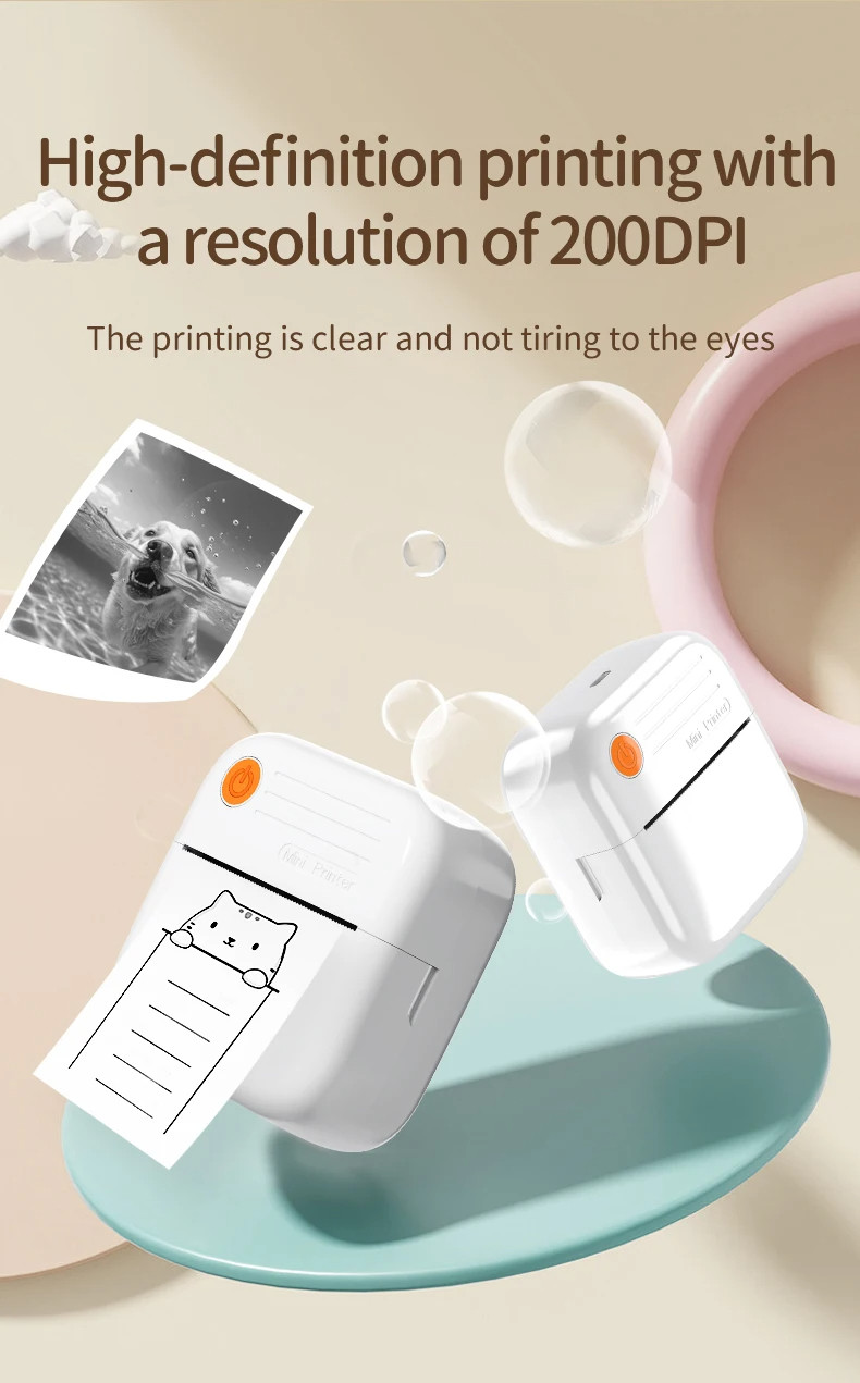 Mini Portable Thermal Printer Wireless Pocket Thermal Printer Smart ...