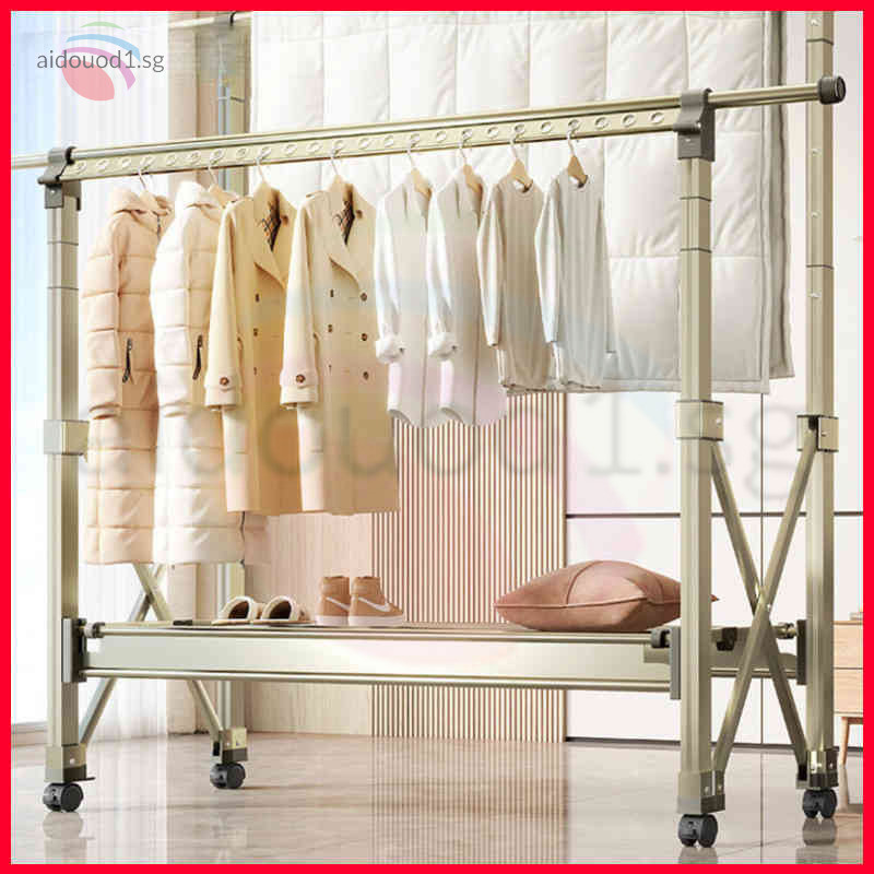 Clothes Rack New Floor-Standing Foldable Retractable Clothes Rack Home ...