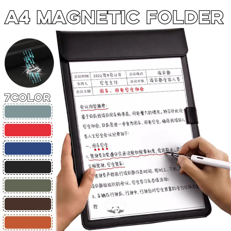 A4 File Folder Pu Leather Waterproof Folder Magnetic Folder Clipboard ...