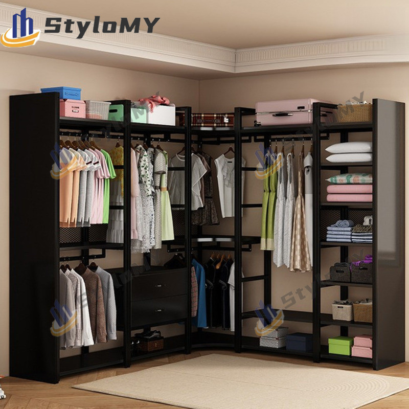 Metal Hanger Rack Cloak Room Assembly Rack Self Made Open Wardrobe Rack ...