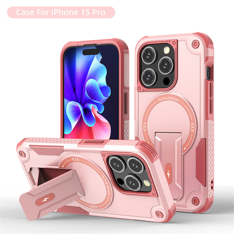Magnetic Armor Grade Kickstand Casing Case for IPhone 16 15 14 13 12 ...