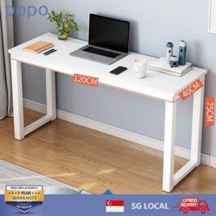 POPO Long Computer Computer Table Dek Againt the Wa Narrow Houehold ...