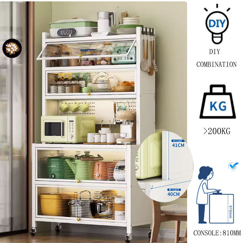 AQ Kitchen Cabinet Kitchen rack Storage Shelf with Wheels Multi-layer ...