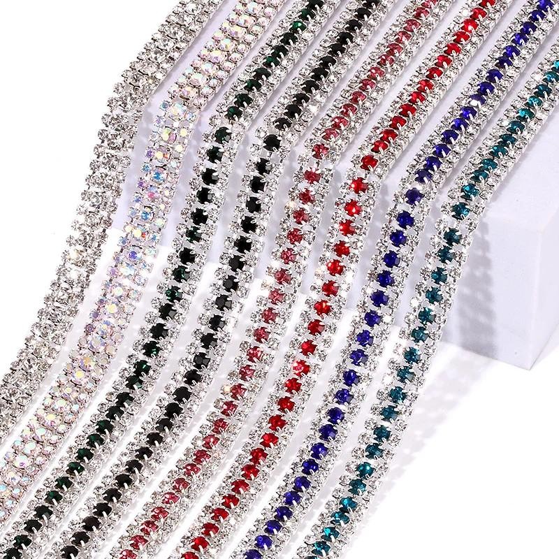 DUCRYSTARL 1Yard 3Rows Crystal Rhinestone Chain Glass Chain Glue On ...