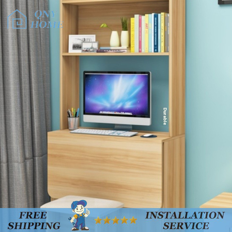 Small Apartment Desk Bookshelf Combination Computer Desktop Table Home ...
