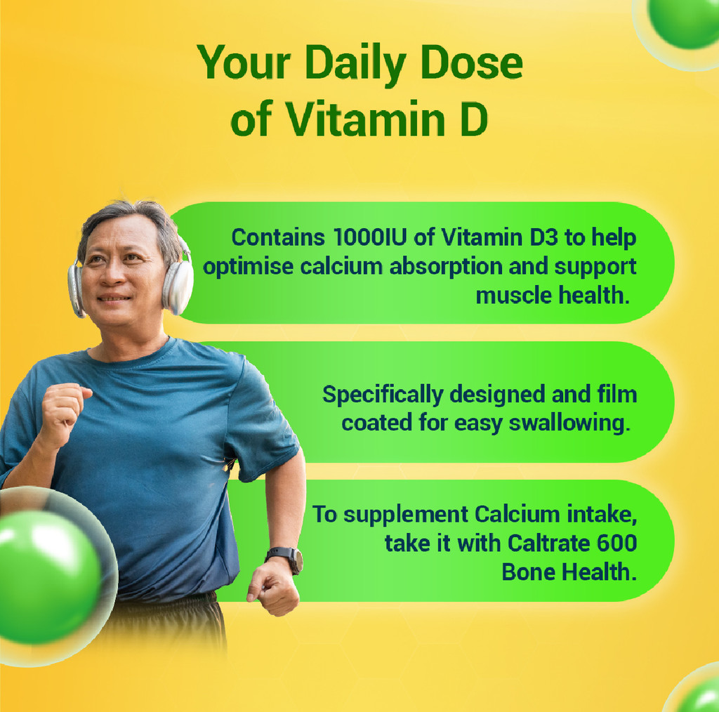CALTRATE Vitamin D 1000IU Supplement, Optimise Calcium Absorption ...