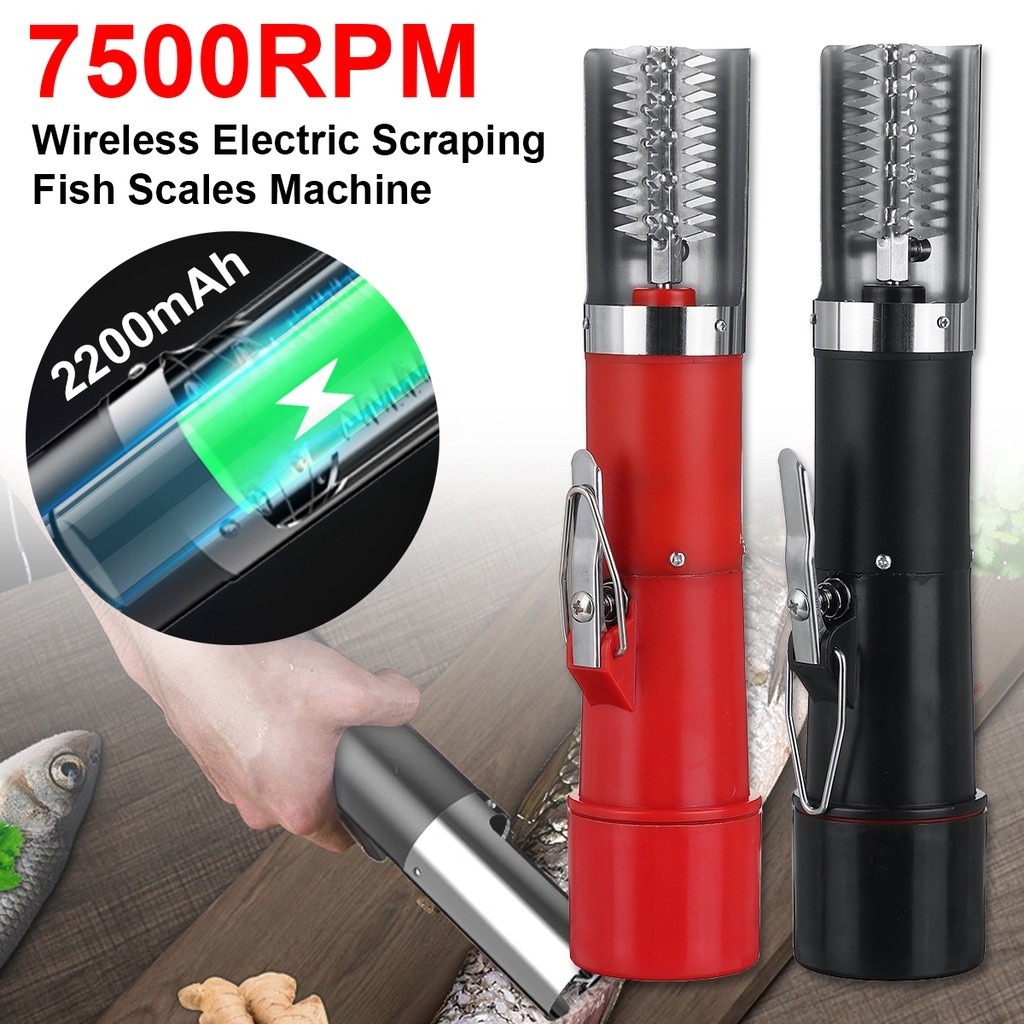 125W 7500RMP Portable Charging Cordless Electric Fish Scaler Fish Scale ...