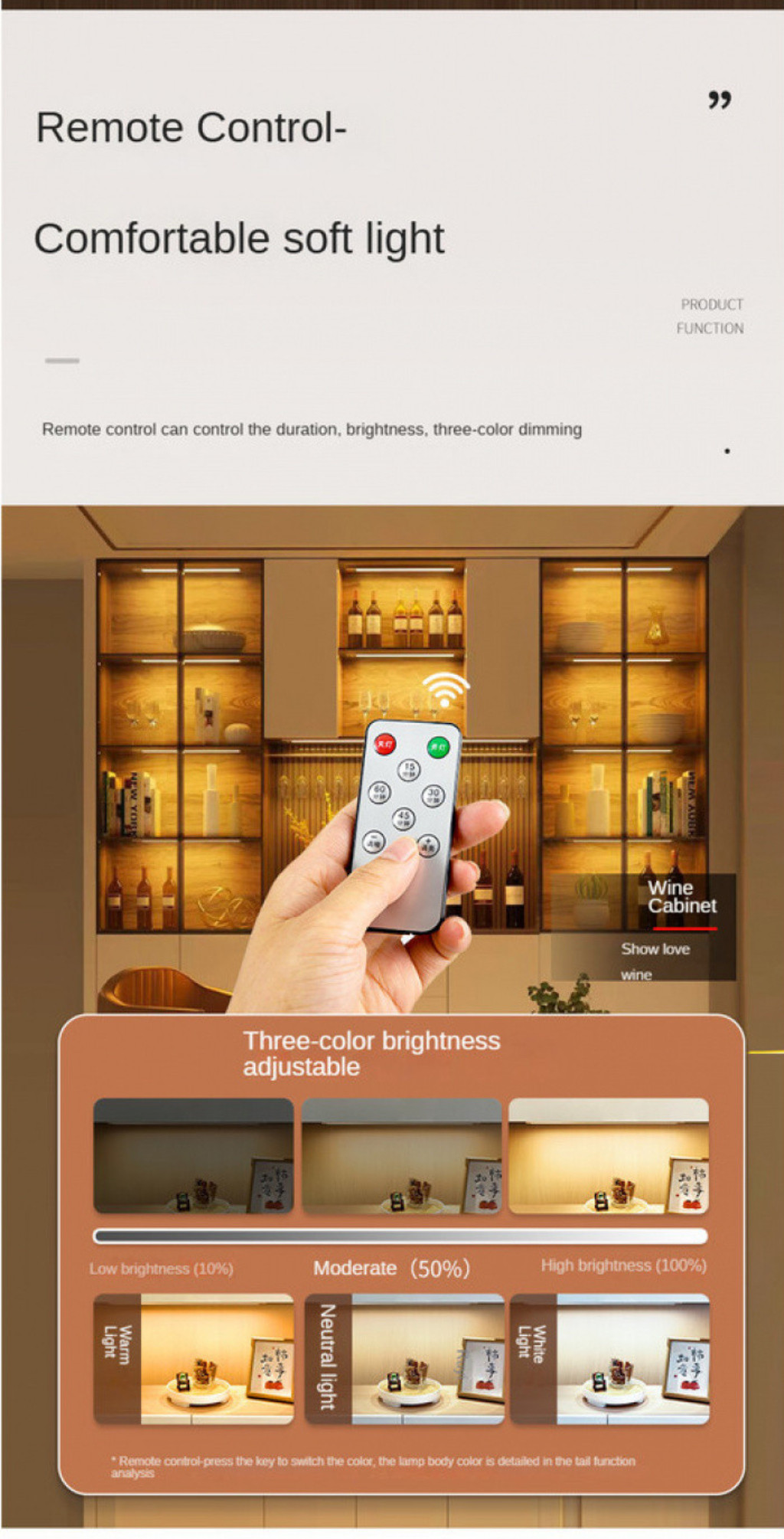 3 Colors Remote Control Motion Sensor Led Night Light Ultra-Thin Smart ...