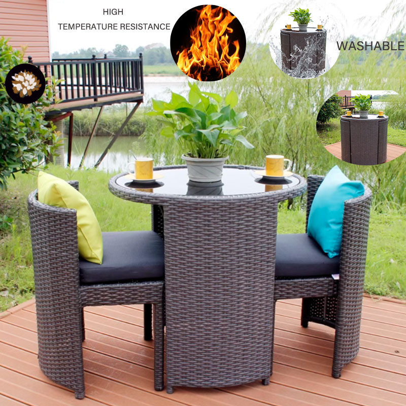 AQ Rattan Chair Three piece Coffee Combination Outdoor Small Round Balcony Table And Chairs Shopee Singapore