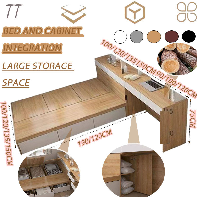 TT Bed Frame Bed Cabinet One Small Bedroom Single Storage Bed Modern ...