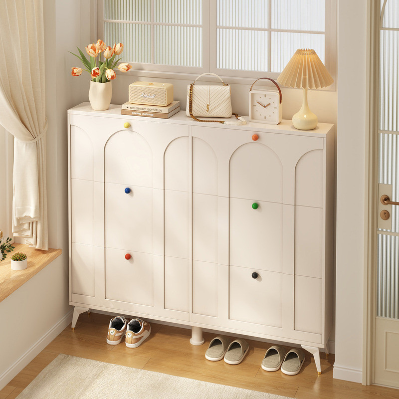 Ultra Thin Shoe Cabinet At Home Entrance Extremely Narrow Cream Style ...