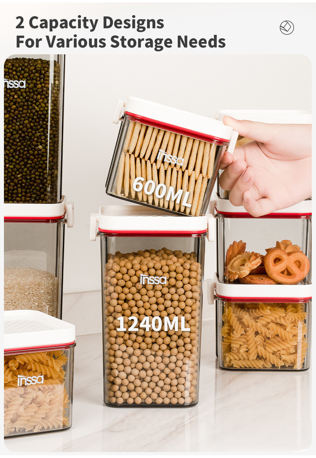 Simplus Storage Box Container 2pc Sealed Plastic Silicone Seal Kitchen ...