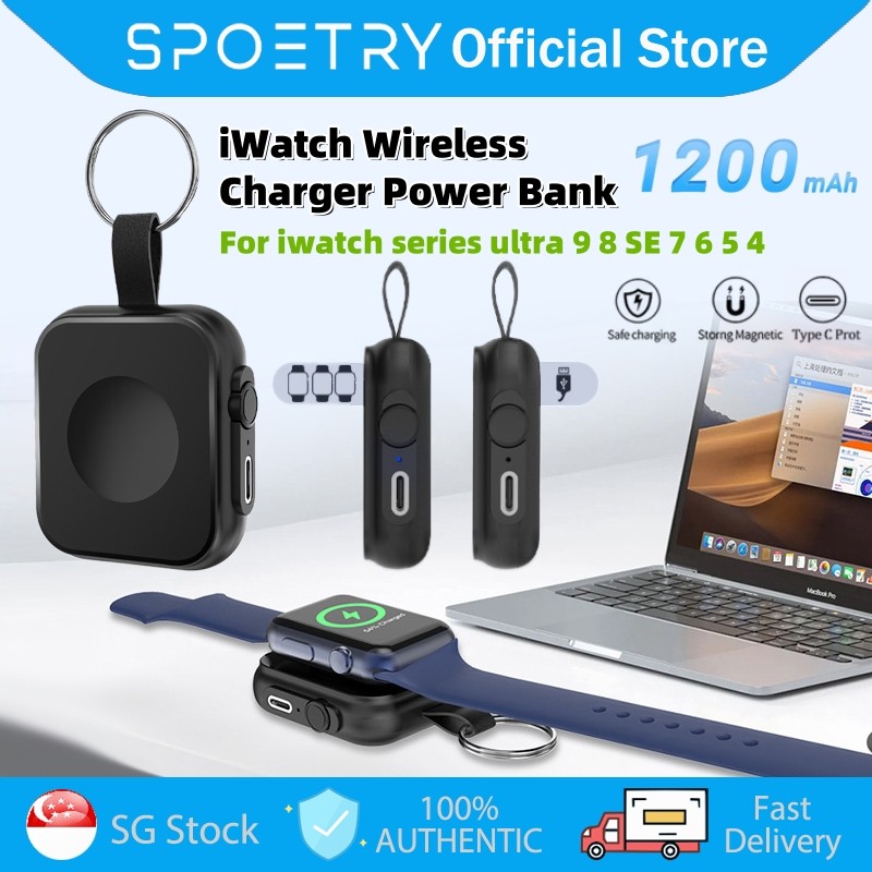 SPOETRY Portable iWatch Wireless Power bank Charger Fast Charging ic ...