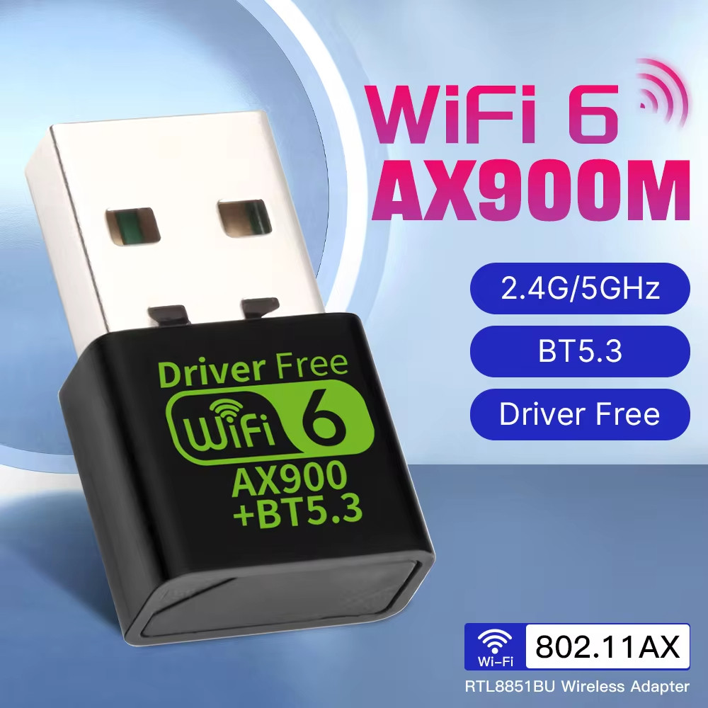 [Ready Stock] Adapter USB WiFi 6 AX900 Bluetooth 5.3 Wireless Tourist