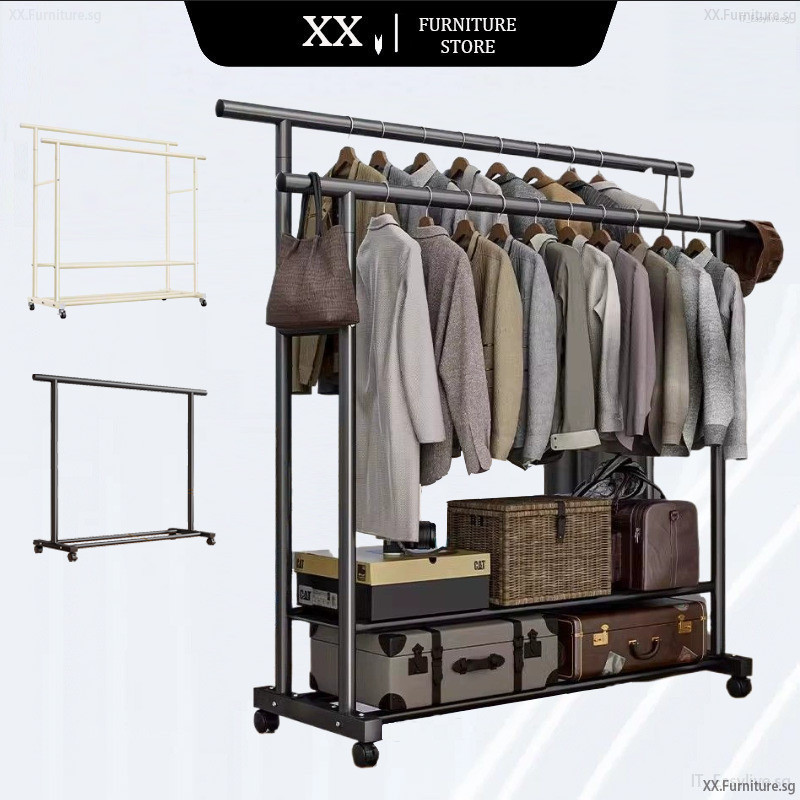 XX Clothes Rack Floor-standing Double-row Double-pole Coat Rack With ...