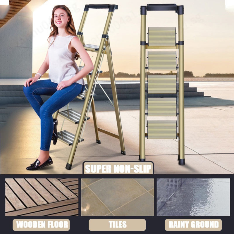Aluminum Alloy Ladder 3/4/5/6 Step Foldable Household Indoor Step Stool ...