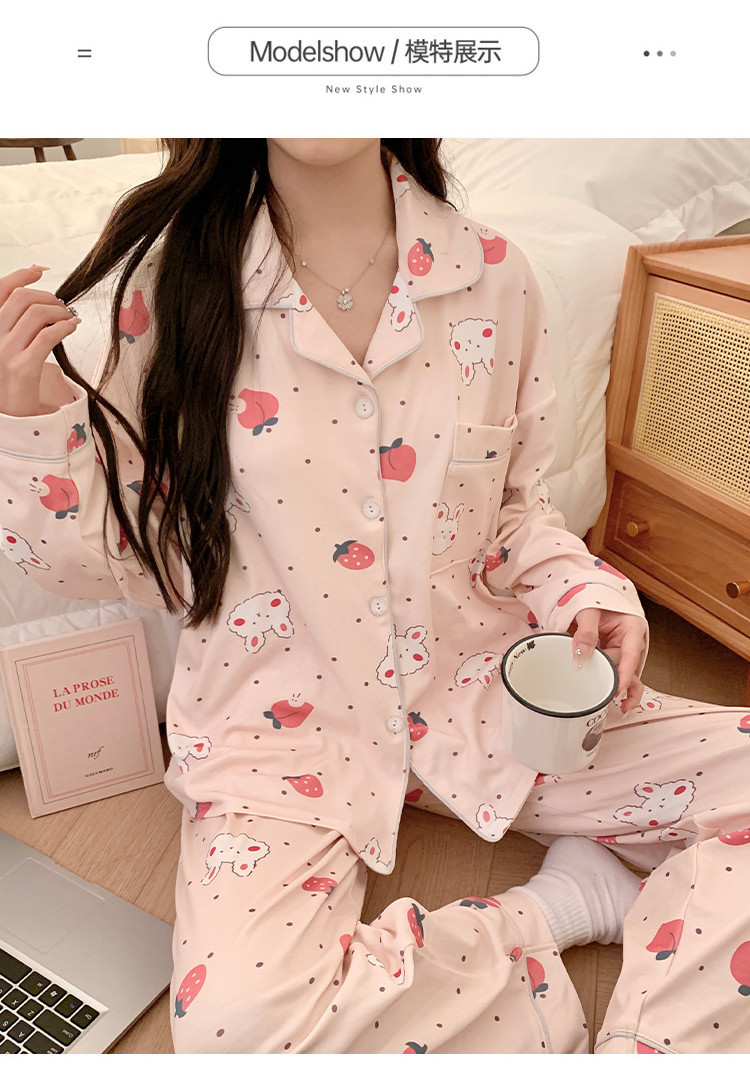Padded Pyjamas Women Cotton Pajamas Set Autumn Long Sleeves Sleepwear ...