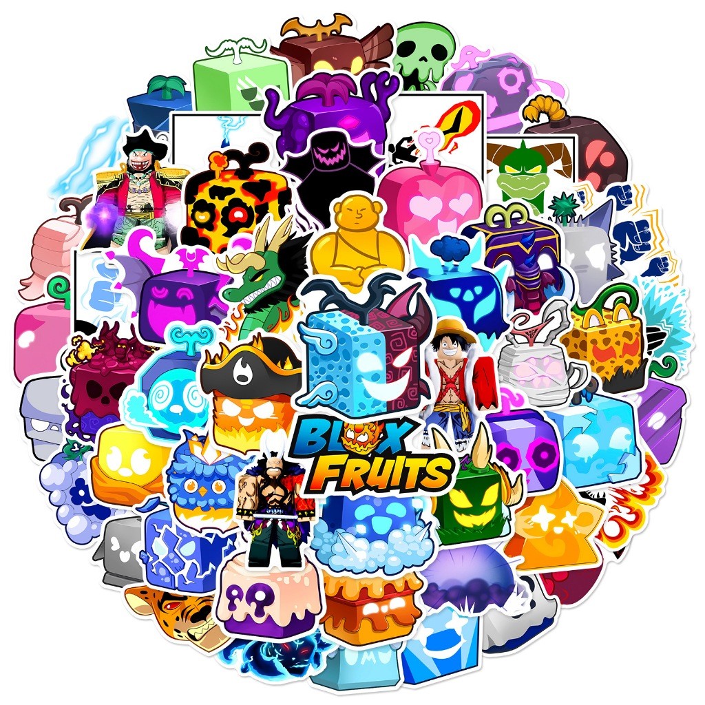 60Pcs Blox Fruits Sticker Dragon Mammoth Fruit Cartoon Stickers