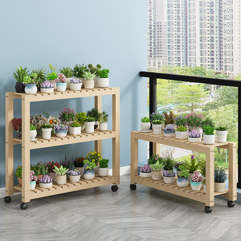 Flower Stand Storage Rack Balcony Living Room Floor-standing Movable ...