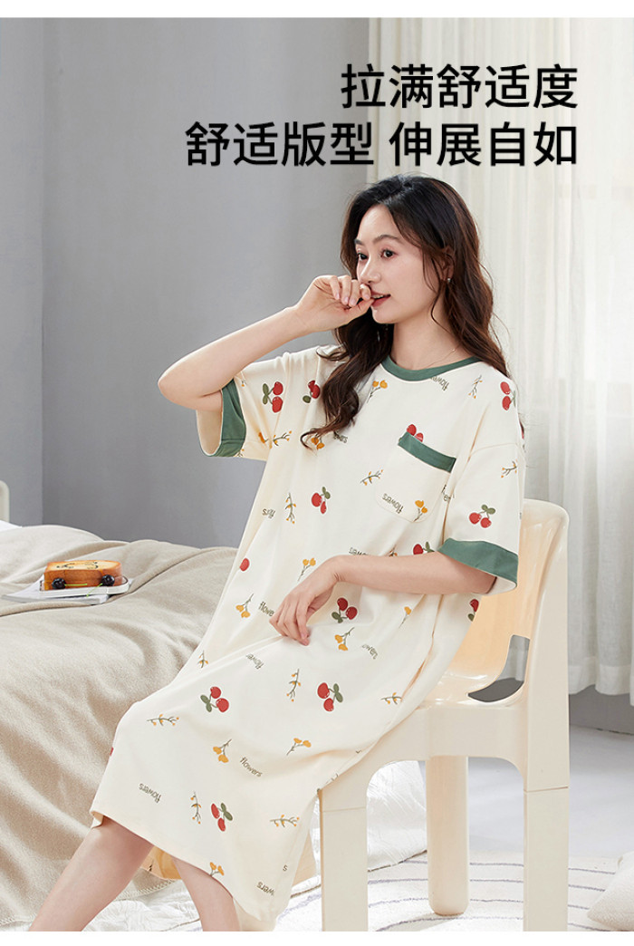 Night dress Padded Pyjamas Women Cotton Summer with chest pad Pajamas ...