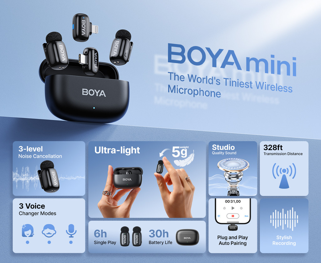 BOYA Mini Mic: Wireless Clip-on Lavalier Mic, Original Design, Perfect ...