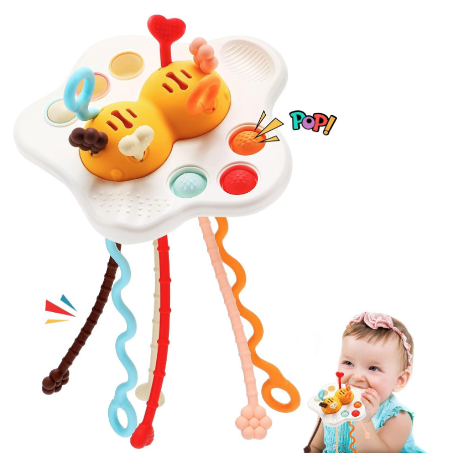 Toy Baby Montessori Pull String Sensory | Baby Teething Travel Fine ...