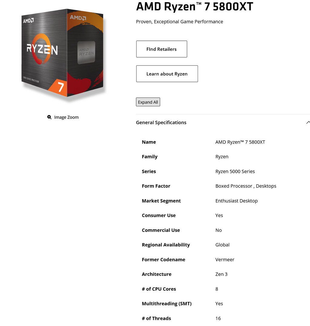 AMD Ryzen 7 5800X3D 8-Core AM4 Processor – 3.4GHz, 16-Thread, 105W – Used