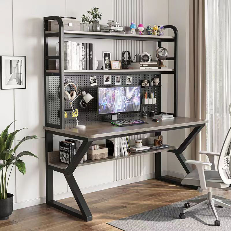 Desktop Computer Desk Household Desk with Bookshelf Integrated ...