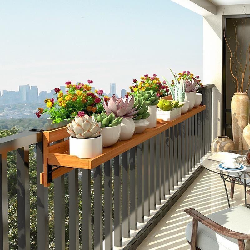 Foldable Flower Shelf Balcony Rack Adjustable Paint Waterproof Planter ...