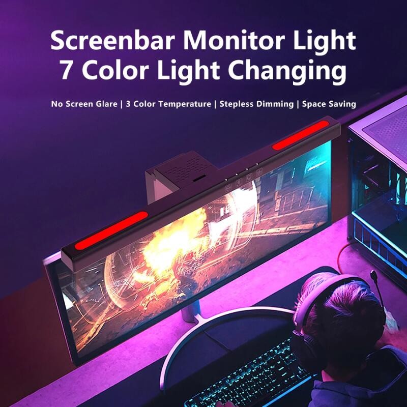 Curved Screen Computer PC Monitor Hanging Light Bar Timer Eye ...