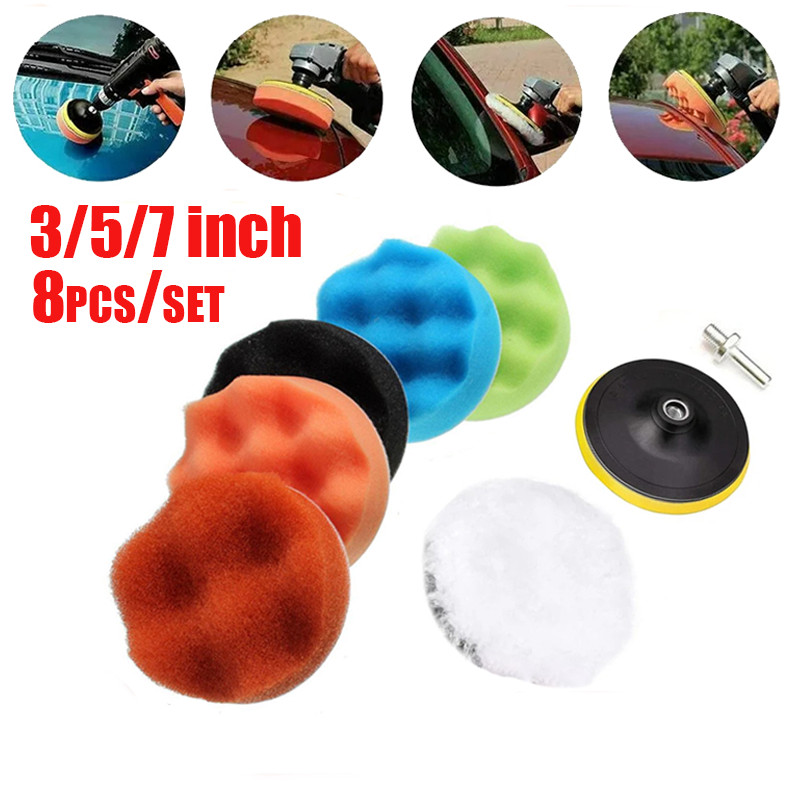 3/5/7inch Car Polishing Disc 8Pcs/Set Self-Adhesive Buffing Waxing ...