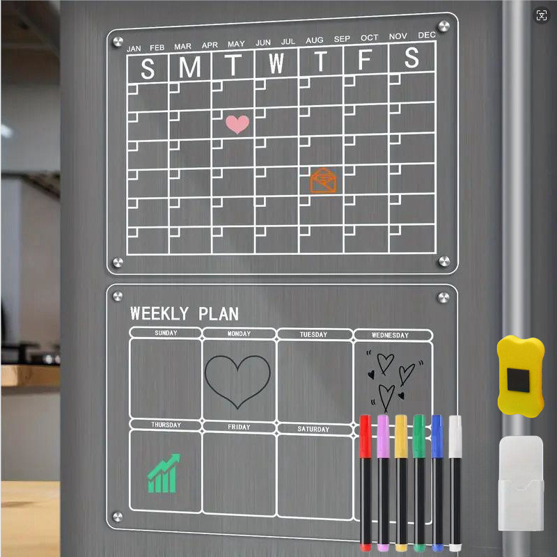 SG STOCK Acrylic Magnetic Weekly Planner Calendar Note Board Can Be ...