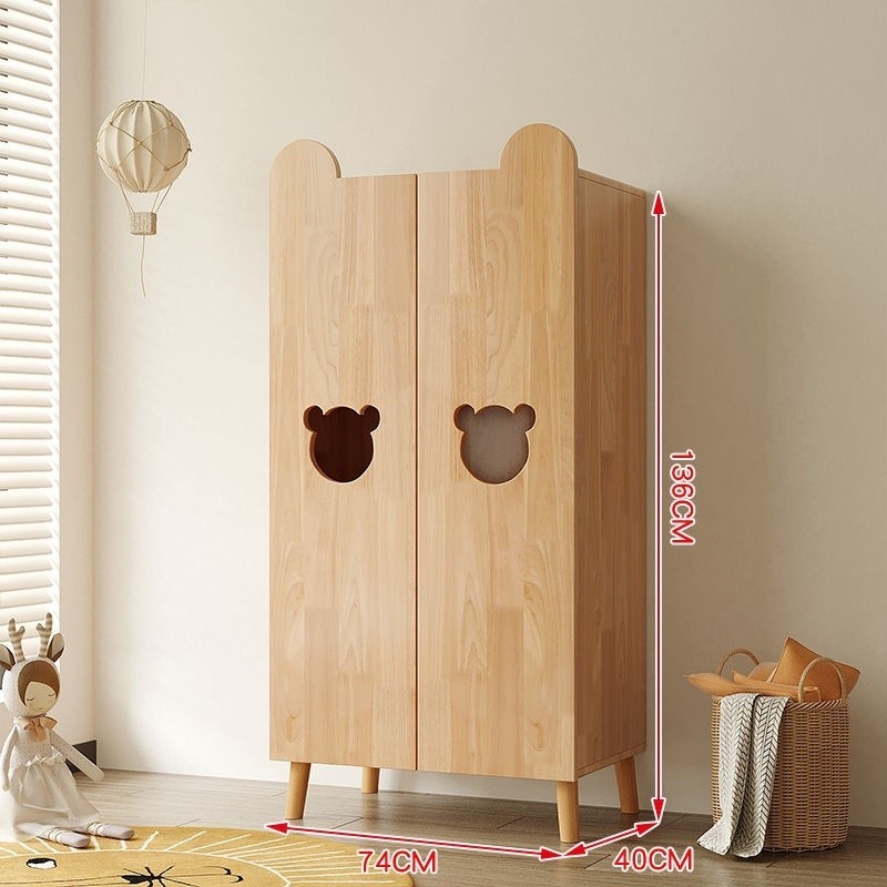 Home Bedroom Kids Cupboard Solid Wood Bedroom Baby Wardrobe 2 Door Wardrobe Storage Wardrobe Simple Assembly Shopee Singapore