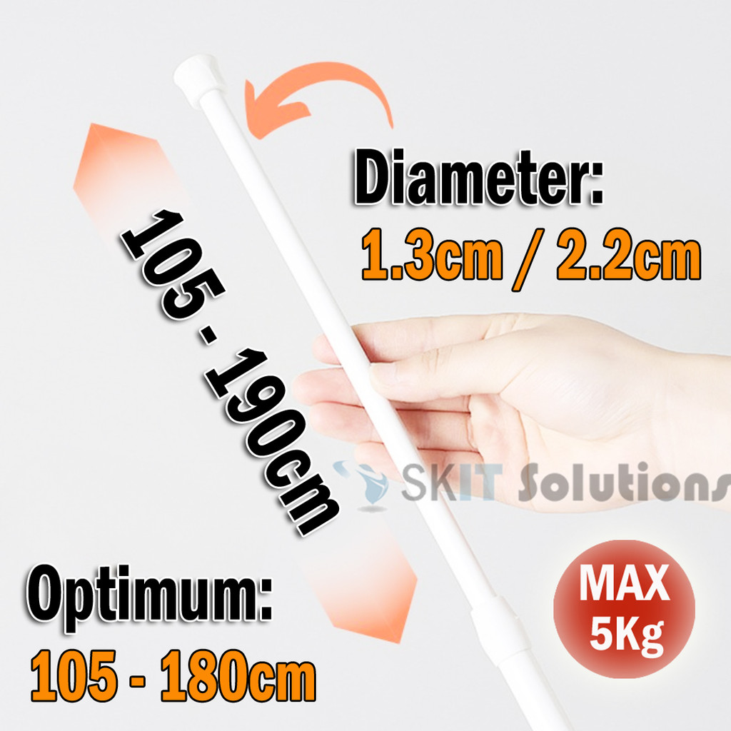 Compression Tension Slim Rod Extendable Pole Stick for Light Window ...