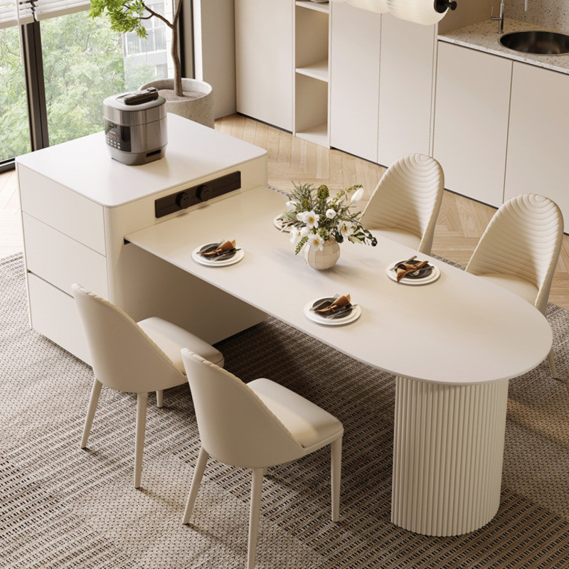 Cream Style Island Dining Table Integrated Home Use Extendable | Shopee ...