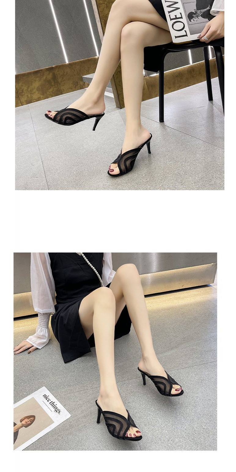 Pointed Peep Toe Slip-On Heels - White