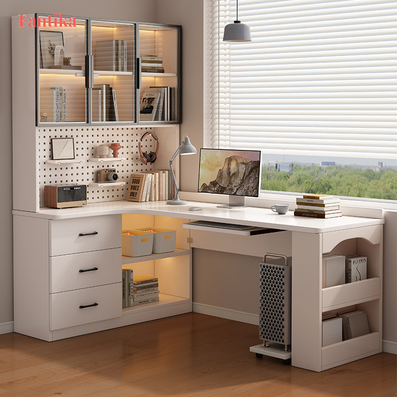 Study Desk Desktop Computer Home Bookshelf Integrated Student Modern ...