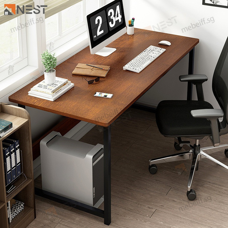 Simple Desktop Desk Computer Table Wooden Steel Frame Household Study ...