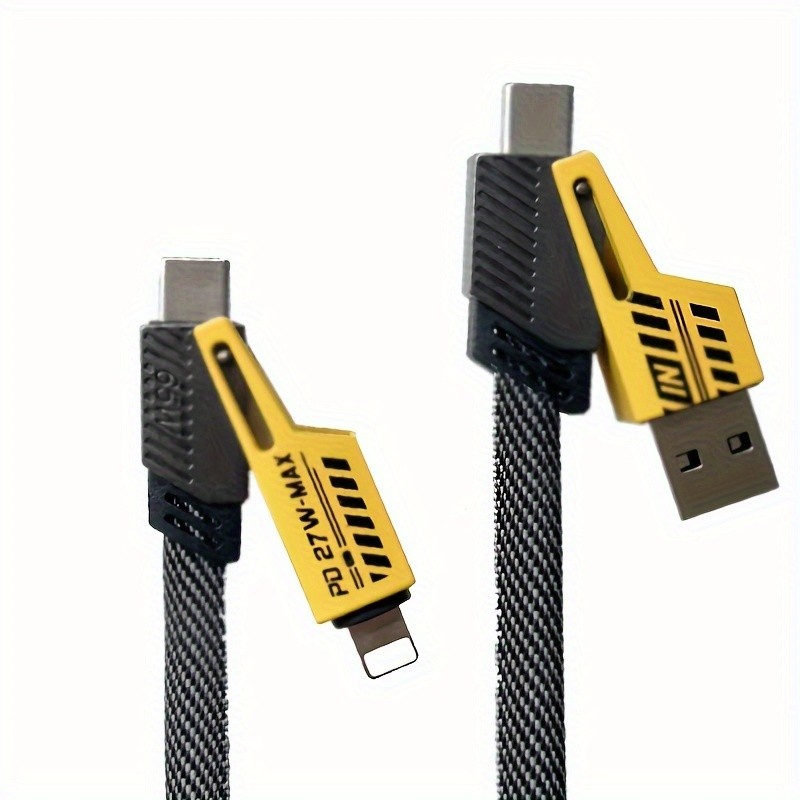 4-in-1PD 65W Fast Charging Cable Dual Type-C & USB Lighting Connectors ...