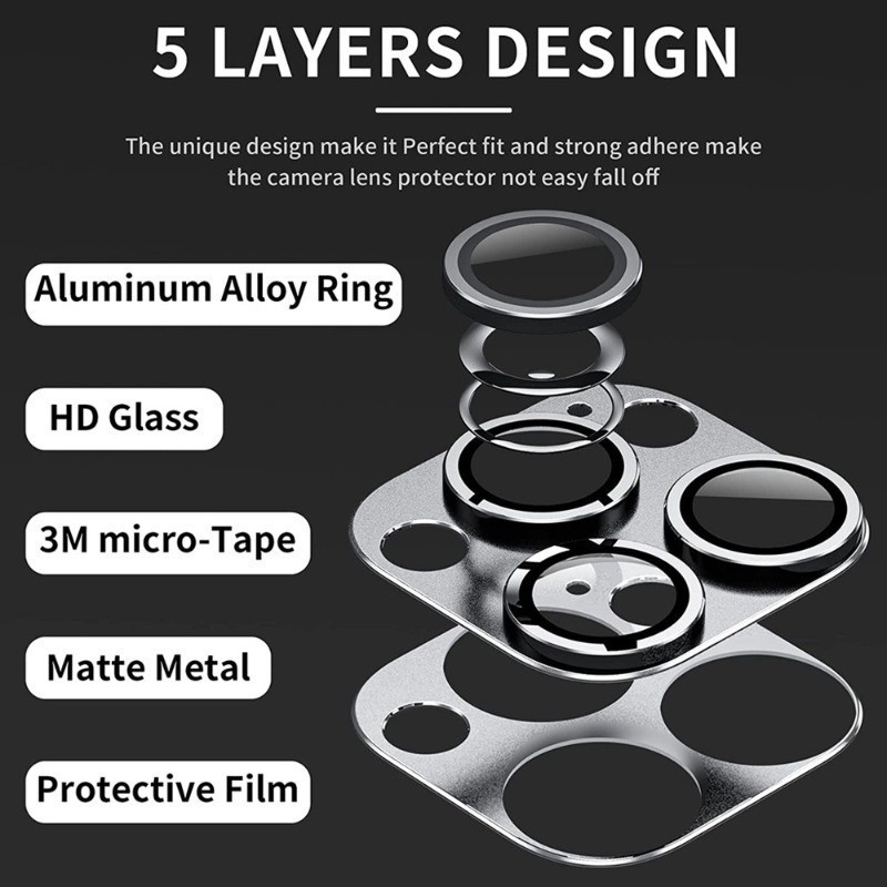 Titanium Color Metal Ring Camera Lens Protector For iPhone 16 15 14 13 ...
