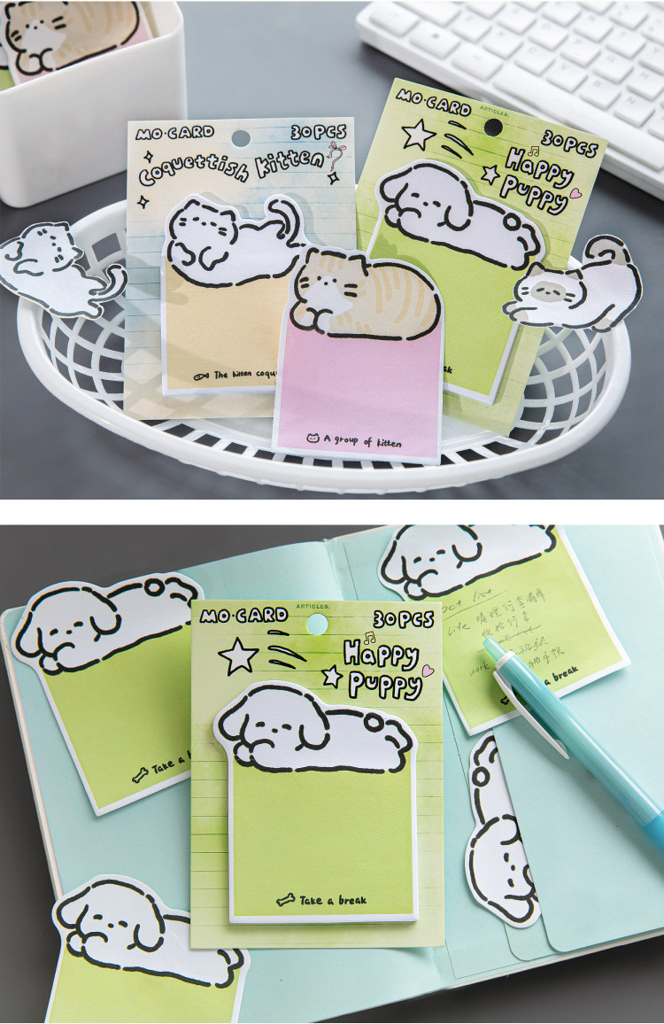 30 pcs Cute Sticky Notes Cat Sticky Notes Cat Notepad Sticky Note Set ...