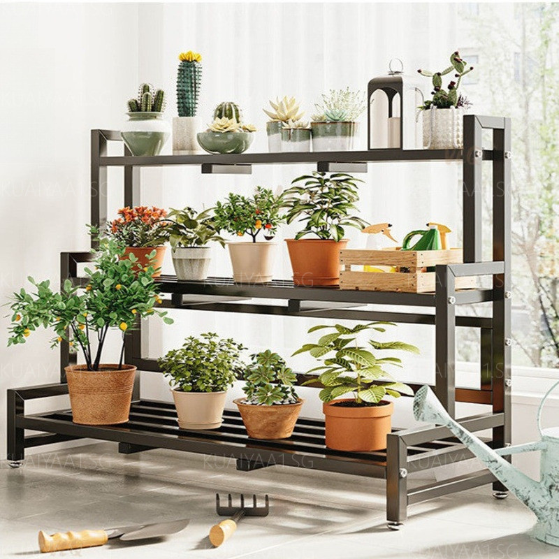 Rack 2/3 Tier Metal Plant Stand Rack Garden Display Shelf Flower Pot ...