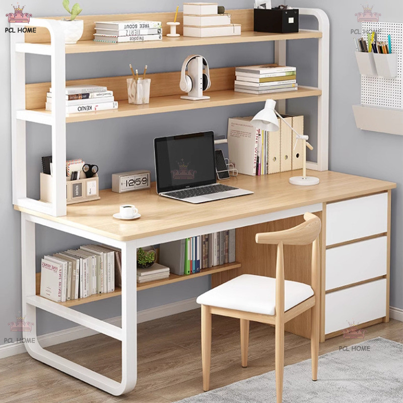 PCL Simple Modern Study With drawer Boohelf Computer Desk Bookcase ...