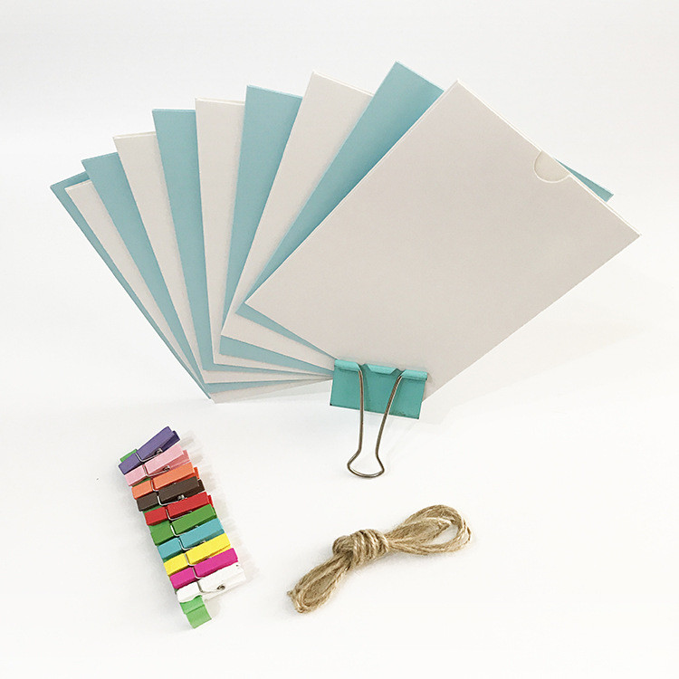 Solid color paper photo frame with hemp rope clip, hanging photo wall ...